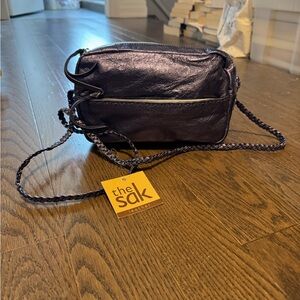 NWT Authentic The Sak Women's Purple Leather Metallic Crossbody Bag